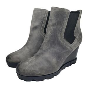 Sorel Joan Uptown Chelsea Waterproof Grey Stone Leather Boots Womens 9.5 Booties